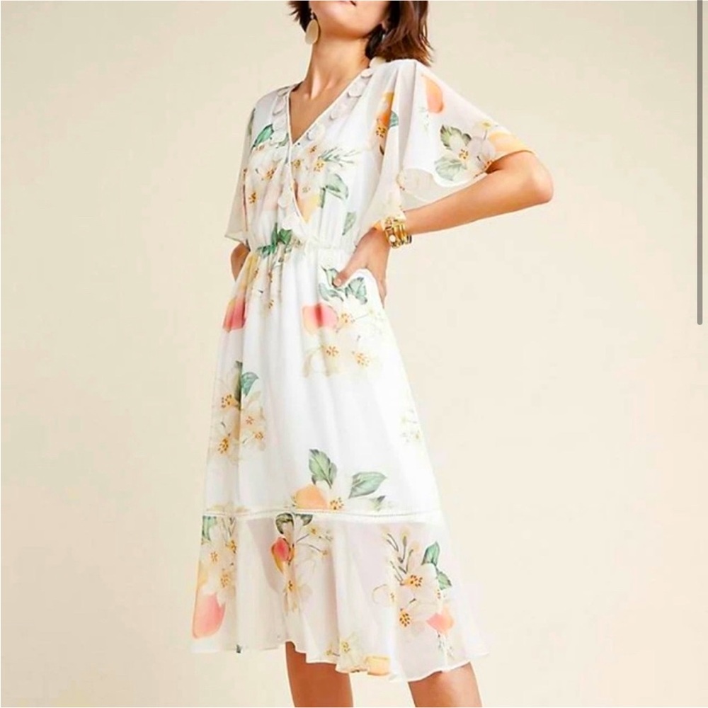 Farm Rio for Anthropologie Eloise Floral Midi Dress, XS NWT
